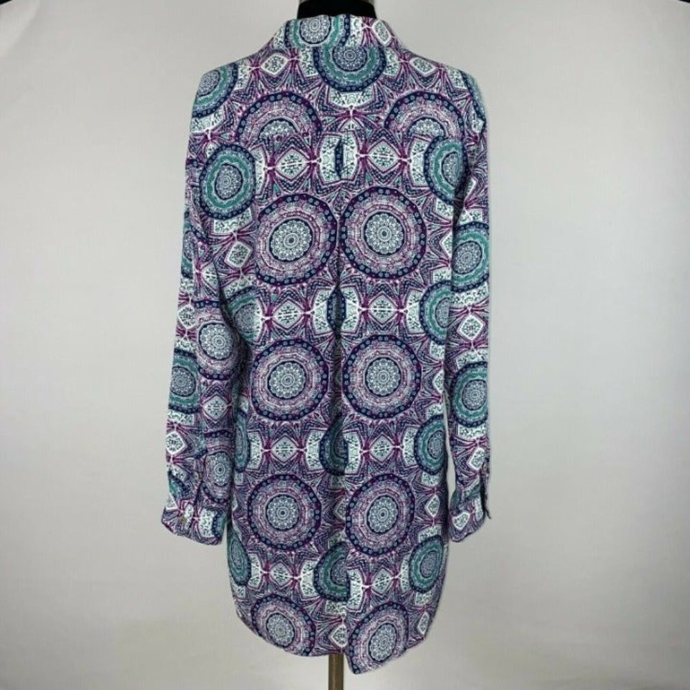 Foxcroft Nyc 8 Patterned Button Down Tunic Top Lo… - image 6